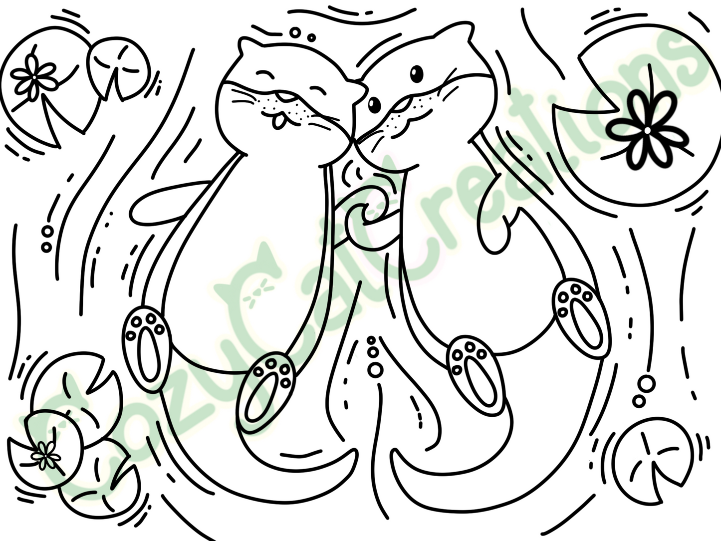 Coloring Page Digital Download- Otter Lovers
