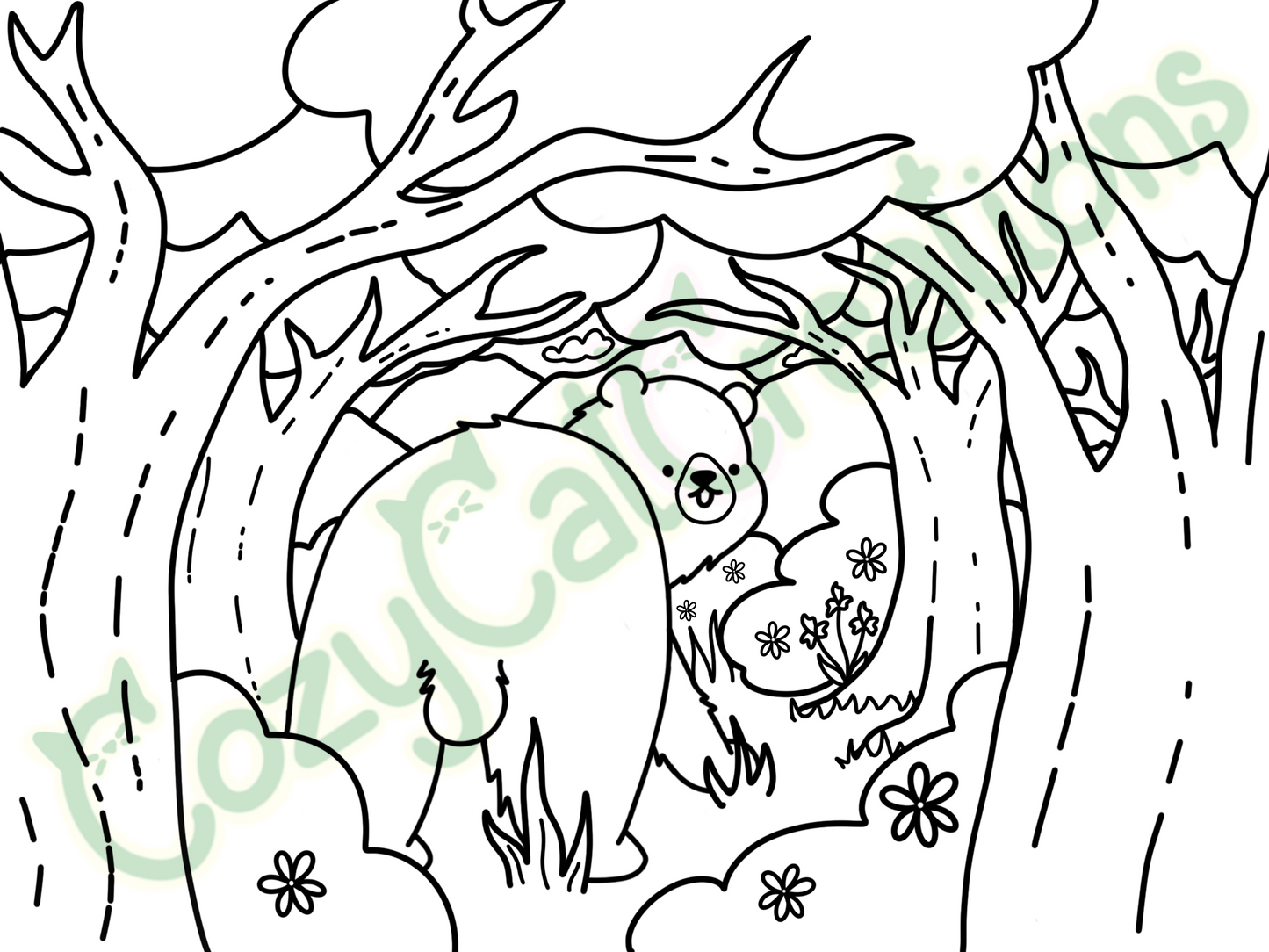 Coloring Page Digital Download- Black Bear
